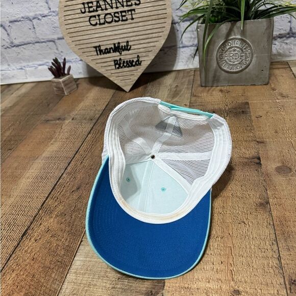 Columbia Teal PFG Logo Mesh SnapBack Hat Cap Teal White Fishing - Picture 4 of 6